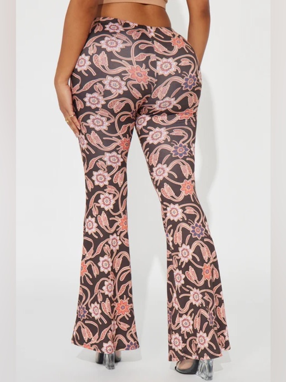 Fashion Nova Adore You Flare Pant - Chocolate/Combo • XS